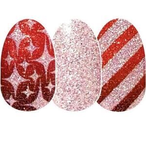 Color Street Wrap It Up Sparkle Gold Red Stripe Diamond Nail Polish Strips